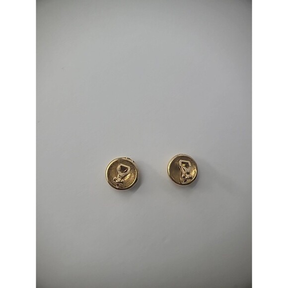 Vintage Earrings Clip On Yellow Round Gold Tone Swirl Accents Jewelry Costume - Picture 12 of 13